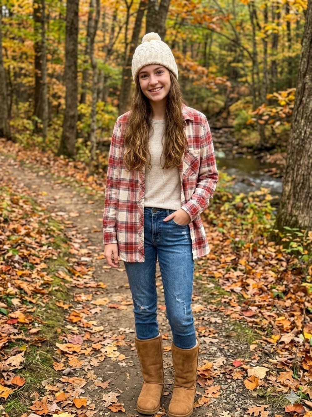 GAP Burnt Orange & Cream Plaid Button-Down Flannel